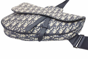 Christian Dior クリスチャンディオール ジャガード クロスボディ サドルバッグ ショルダーバッグ オブリーク 良好 中古 41234