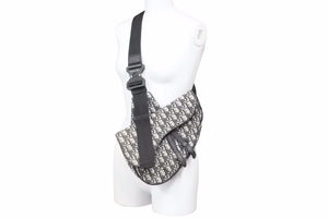Christian Dior クリスチャンディオール ジャガード クロスボディ サドルバッグ ショルダーバッグ オブリーク 良好 中古 41234