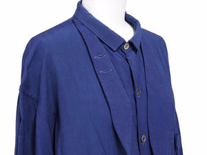 Yhoji Yamamoto ヨウジヤマモト 長袖シャツ 90年代 ヴィンテージ ビスコースレーヨン ブルー サイズS 中古 良品 41249