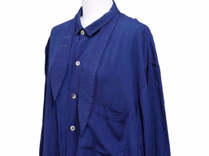 Yhoji Yamamoto ヨウジヤマモト 長袖シャツ 90年代 ヴィンテージ ビスコースレーヨン ブルー サイズS 中古 良品 41249