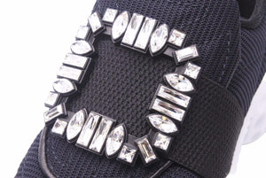 Rogervivier ロジェヴィヴィエ サイズ38 レディース スニーカー ヴィヴ ラン ライト ストラス バックル ファブリック 美品 41252