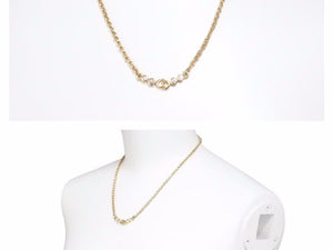美品 Christian Dior クリスチャンディオール ネックレス ラインストーン ロゴ ゴールド アクセサリー 小物 11.5g 41256