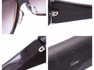 美品 CARTIER カルティエ サングラス ロゴ 125 4683578 アイウェア 眼鏡 小物 ブラウン シルバー 41260