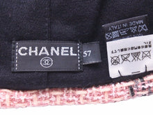 Load image into Gallery viewer, 極美品 CHANEL シャネル ニットキャップ ピンク ツイード ココマーク 帽子 ロゴ サイズ57 中古 41314
