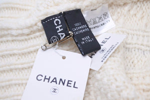 美品 CHANEL シャネル ニットキャップ ココマーク ラインストーン ホワイト ロゴ 中古 41315