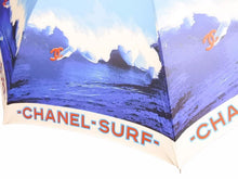 画像をギャラリービューアに読み込む, CHANEL シャネル サーフライン 折畳傘 SURF 傘 ヴィンテージ アンブレラ パラソル ポリエステル ブルー 中古 美品 41328