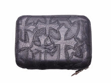 Load image into Gallery viewer, 新品同様 CHROME HEARTS クロムハーツ セメタリークロス ラウンドジップ レザーウォレット クロスパッチ 財布 41335