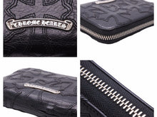 Load image into Gallery viewer, 新品同様 CHROME HEARTS クロムハーツ セメタリークロス ラウンドジップ レザーウォレット クロスパッチ 財布 41335