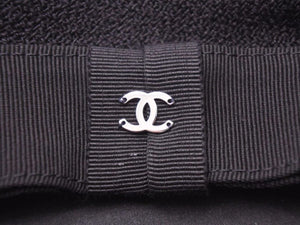 美品 CHANEL シャネル ベレー帽 ココマーク ブラック 新型 帽子 ロゴ 中古 41338