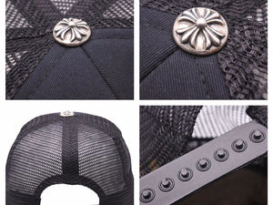 Chrome Hearts クロムハーツ トラッカーキャップ CH コットン ナイロン 925シルバー ブラック 美品 中古 41346
