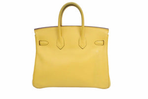 HEMRES エルメス バーキン25 スイフト ジョーヌアンブル シルバー金具 □M刻印 美品 中古 41358 v