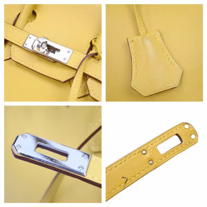 HEMRES エルメス バーキン25 スイフト ジョーヌアンブル シルバー金具 □M刻印 美品 中古 41358 v