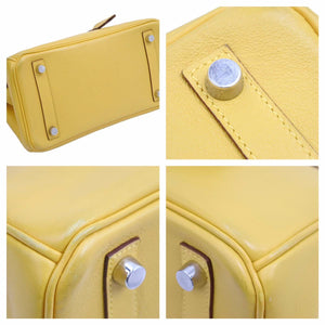HEMRES エルメス バーキン25 スイフト ジョーヌアンブル シルバー金具 □M刻印 美品 中古 41358 v