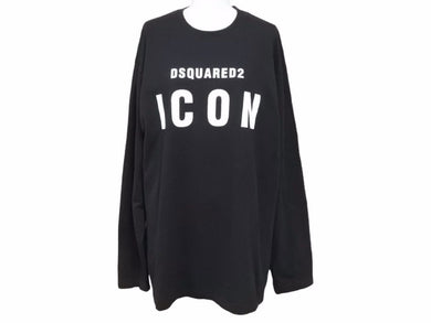 Dsquared2 ディースクエアード 長袖 Tシャツ ICON クルーネック ロゴ DF8FEME01 コットン ブラック L 中古 美品 41394