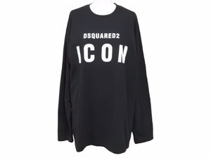 Dsquared2 ディースクエアード 長袖 Tシャツ ICON クルーネック ロゴ DF8FEME01 コットン ブラック L 中古 美品 41394