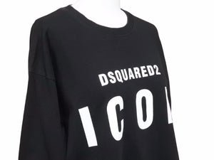 Dsquared2 ディースクエアード 長袖 Tシャツ ICON クルーネック ロゴ DF8FEME01 コットン ブラック L 中古 美品 41394