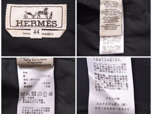 HERMES エルメス セリエ スーツ スラックス パンツ コットン コーデュロイ ブルー 牛革 サイズ44 中古 美品 41401
