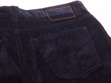 Load image into Gallery viewer, HERMES エルメス セリエ スーツ スラックス パンツ コットン コーデュロイ ブルー 牛革 サイズ44 中古 美品 41401