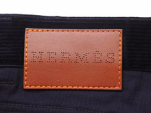 Load image into Gallery viewer, HERMES エルメス セリエ スーツ スラックス パンツ コットン コーデュロイ ブルー 牛革 サイズ44 中古 美品 41401