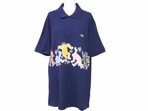 LACOSTE ラコステ Keith Haring キースへリング ポロシャツ バンド プリント 鹿の子 19SS ネイビー サイズ XS 美品 中古 41425