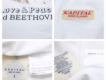 画像をギャラリービューアに読み込む, KAPITAL キャピタル 半袖Tシャツ LOVE＆PEACE and BEETHOVEN ベートーヴェン プリント コットン ホワイト サイズ3 良品 中古 41428