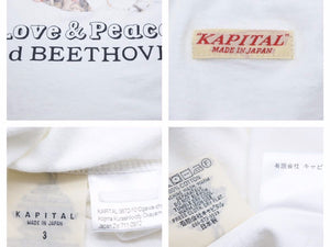 KAPITAL キャピタル 半袖Tシャツ LOVE＆PEACE and BEETHOVEN ベートーヴェン プリント コットン ホワイト サイズ3 良品 中古 41428