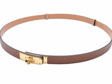Load image into Gallery viewer, 極美品 HERMES エルメス ケリー ベルト Z刻 2021 ヴォーエプソン ブラウン ゴールド ゴールド金具 中古 41441