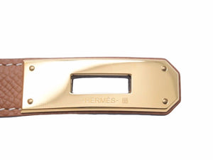 極美品 HERMES エルメス ケリー ベルト Z刻 2021 ヴォーエプソン ブラウン ゴールド ゴールド金具 中古 41441