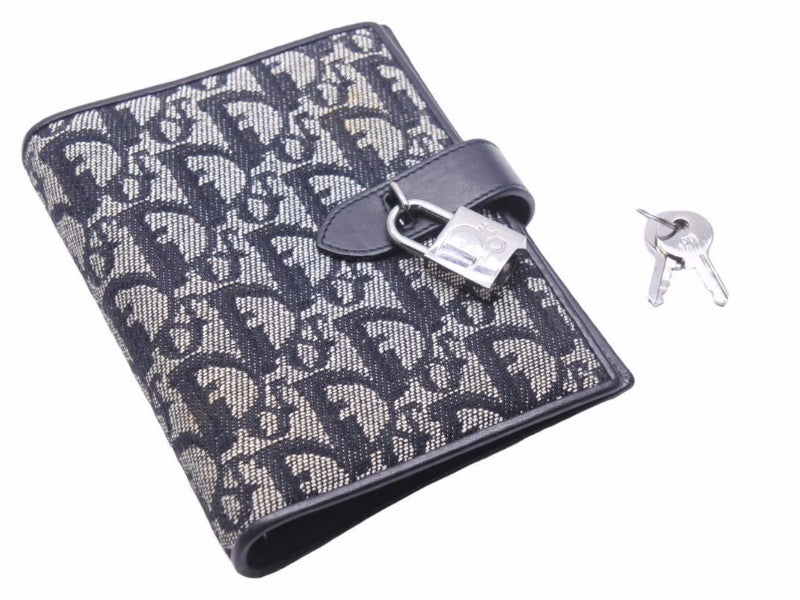 Dior ディオール 手帳カバー トロッター 小物 キャンバス カーフ ブラック グレー 中古 美品 41487