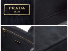 画像をギャラリービューアに読み込む, PRADA プラダ ハンドバッグ CANAPA ミニカナパ 三角プレート 1BG439 キャンバス ブラック 金具ゴールド 良品 中古 41492