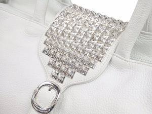 定価112万 CHROME HEARTS クロムハーツ トートバッグ ゼロピラミッドスタッズレザートートバッグ シルバー925 美品 中古 41541