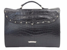 Load image into Gallery viewer, 極美品 クロコダイル CHROME HEARTS クロムハーツ NH ガンスリンガーストラップ ビジネスバッグ ブラック 中古 41543