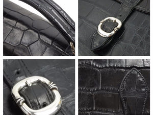 極美品 クロコダイル CHROME HEARTS クロムハーツ NH ガンスリンガーストラップ ビジネスバッグ ブラック 中古 41543