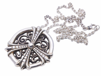 Chrome Hearts クロムハーツ ピースメダリオンペンダント アフターダイヤモンド ネックレス シルバー925 美品 中古 41554