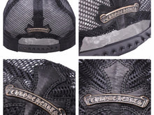 Load image into Gallery viewer, CHROME HEARTS クロムハーツ セメタリークロスパッチレザーメッシュキャップ シルバー925 ブラック 美品 中古 41556