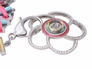 美品 CHANEL シャネル ネックレス 17SS カメリア クサリ シルバー ピンク ココマーク ロゴ ラインストーン 中古 41561