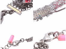 画像をギャラリービューアに読み込む, 美品 CHANEL シャネル ネックレス 17SS カメリア クサリ シルバー ピンク ココマーク ロゴ ラインストーン 中古 41561