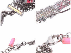 美品 CHANEL シャネル ネックレス 17SS カメリア クサリ シルバー ピンク ココマーク ロゴ ラインストーン 中古 41561