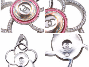 美品 CHANEL シャネル ネックレス 17SS カメリア クサリ シルバー ピンク ココマーク ロゴ ラインストーン 中古 41561