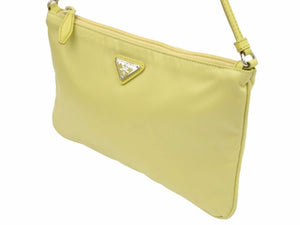 PRADA プラダ ナイロンサフィアーノトライアングルロゴバック ミニバッグ 1NI545 イエロー 中古 美品 41577