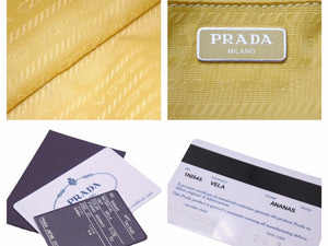PRADA プラダ ナイロンサフィアーノトライアングルロゴバック ミニバッグ 1NI545 イエロー 中古 美品 41577
