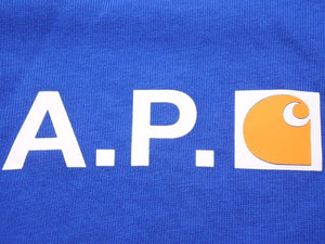 Carhartt カーハート APC アーペーセー FIRE 半袖Tシャツ T Shirt コットン ブルー サイズXXL 美品 中古 41607