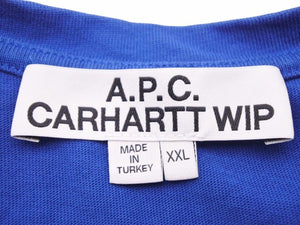 Carhartt カーハート APC アーペーセー FIRE 半袖Tシャツ T Shirt コットン ブルー サイズXXL 美品 中古 41607