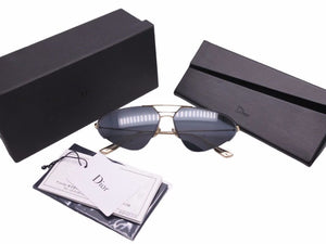 Dior ディオール サングラス 0002K アイウェア 小物 ブリッジ ゴールド ブラック 美品 中古 41639