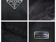Load image into Gallery viewer, PRADA プラダ MV515 ホーボー ハンドバッグ ミニバッグ 三角ロゴ金具 プレート ナイロン ブラック レディース 美品 中古 41677