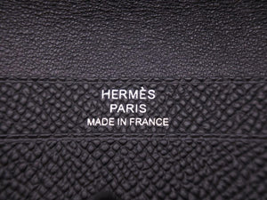 新品同様 HERMES エルメス ベアンコンパクト カードケース ミニ ブラック シルバー金具 □R刻印 エプソン 中古 41678