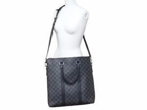 LOUIS VUITTON ルイヴィトン アントン ダミエグラッフィット トートバッグ ビジネスバッグ N40000 シルバー金具 美品 中古 41699