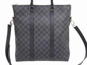 LOUIS VUITTON ルイヴィトン アントン ダミエグラッフィット トートバッグ ビジネスバッグ N40000 シルバー金具 美品 中古 41699