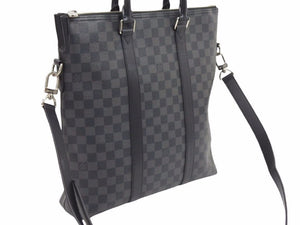 LOUIS VUITTON ルイヴィトン アントン ダミエグラッフィット トートバッグ ビジネスバッグ N40000 シルバー金具 美品 中古 41699