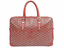 Load image into Gallery viewer, Goyard ゴヤール アンバサード PM ブリーフケース ビジネスバッグ レザー キャンバス シルバー金具 レッド 良品 中古 41702